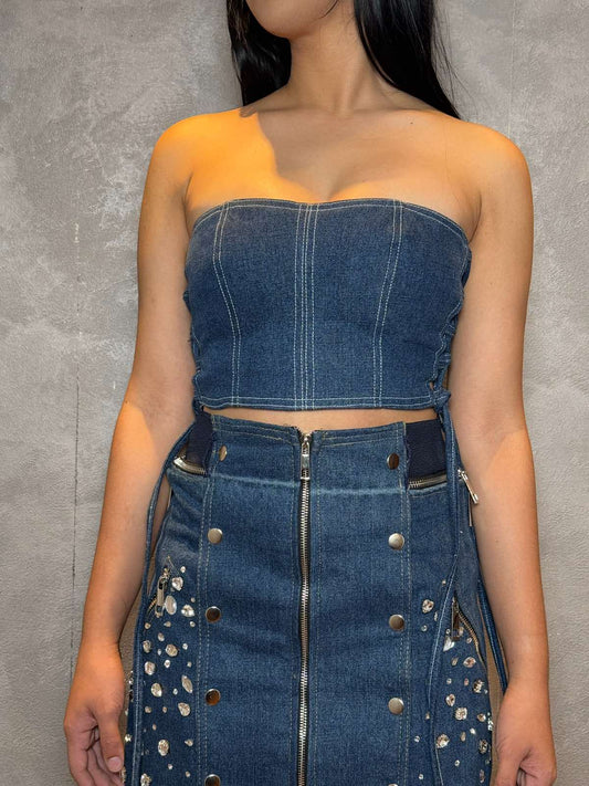 Adjustable Tube Top With Embellished Long Skirt