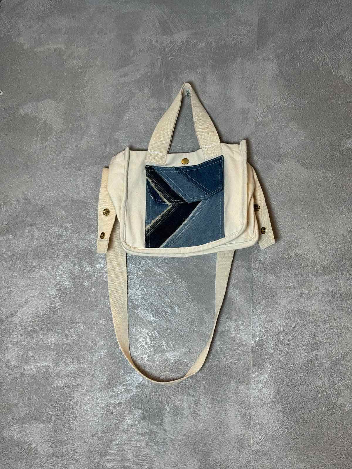 Canvas Bag with Denim Pocket