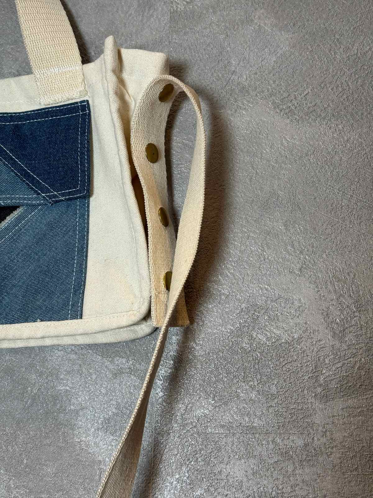 Canvas Bag with Denim Pocket