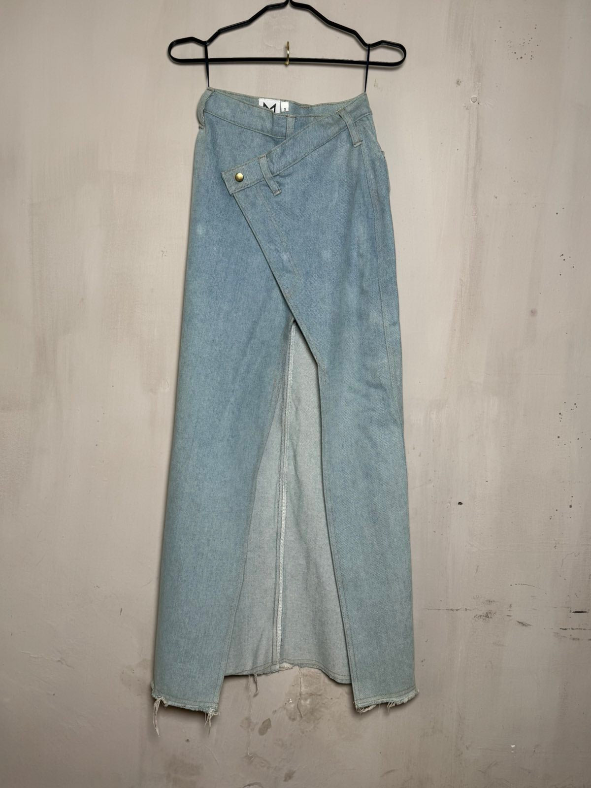 Denim Long Skirt with Front Slit